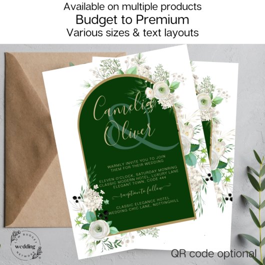Summer White Roses Emerald Greenery Wedding Flyer