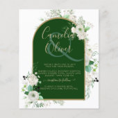 Summer White Roses Emerald Greenery Wedding Flyer (Voorkant)