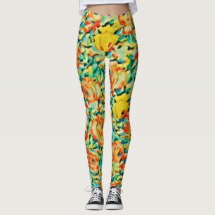 Summer Wild Roos Flower Garden Leggings