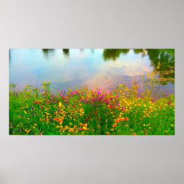 Summer Wildbloemen en Pond Poster