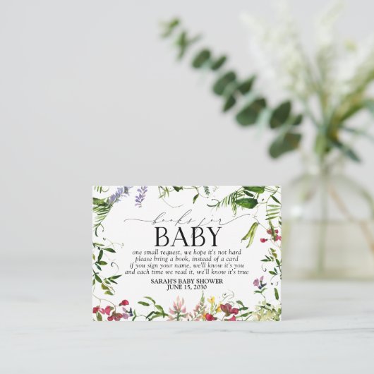 Summer Wildflower Baby shower Boekaanvraag Informatiekaartje (Staand voorkant)