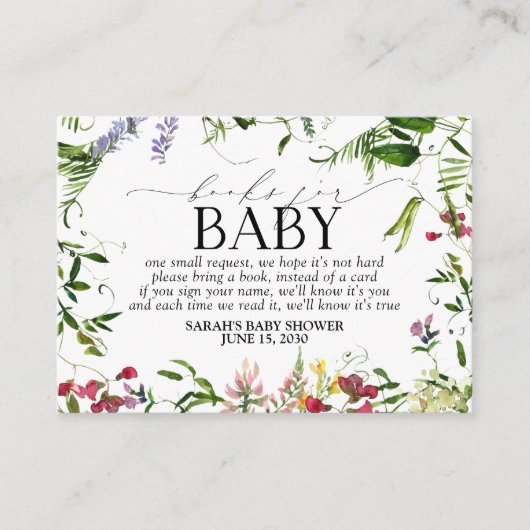 Summer Wildflower Baby shower Boekaanvraag Informatiekaartje (Voorkant)