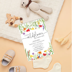 Summer Wildflower Baby shower Invitation Kaart