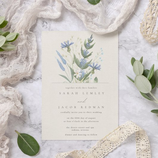 Summer Wildflower Botanical Wedding Kaart