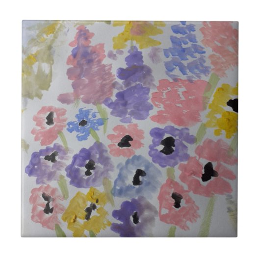 Summer Wildflower Ceramic Tile Tegeltje (Voorkant)