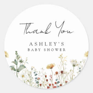 Summer Wildflower Field Baby shower Ronde Sticker