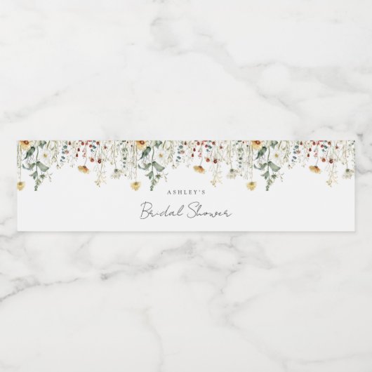 Summer Wildflower Field Vrijgezellenfeest Waterfles Etiket (Enkel label)
