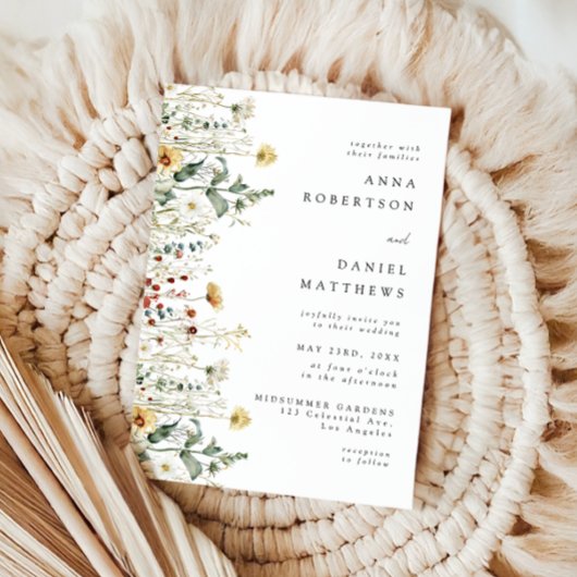 Summer Wildflower Field Wedding Invitation