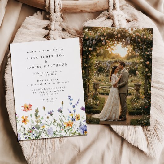 Summer Wildflower Garden Photo Wedding Invitation