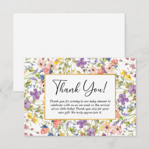 Summer Wildflower Meadow Baby shower Boek voor Bab Bedankkaart