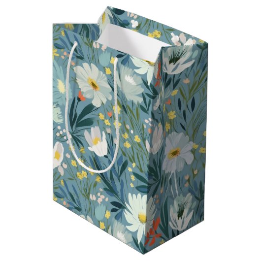 Summer Wildflower Meadow Design Medium Cadeauzakje (Achterkant Gekanteld)