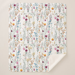 Summer Wildflower Pattern Sherpa Deken