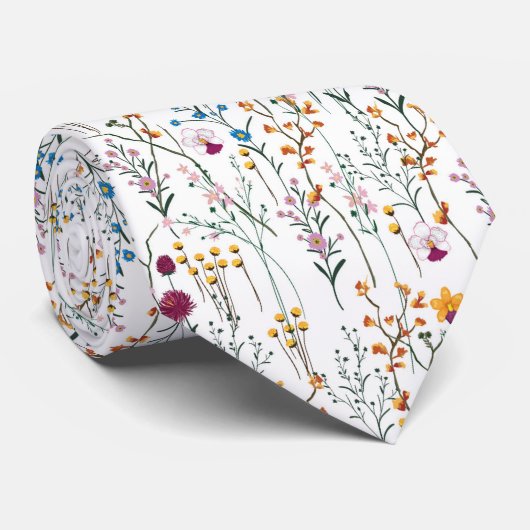 Summer Wildflower Pattern Stropdas (Opgerold)