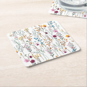 Summer Wildflower Pattern Vierkante Kartonnen Onderzetter (Schuin)