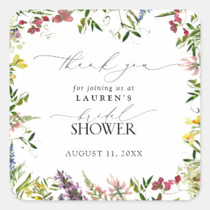 Summer Wildflower Waterverf Shower Dank u Vierkante Sticker