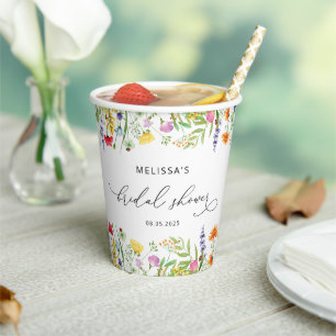 Summer Wildflower Waterverf Vrijgezellenfeest Papieren Bekers
