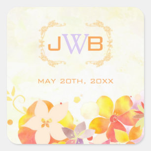 Summer Wildflower Wedding Favor Vierkante Sticker