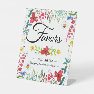 Summer Wildflower Wedding Favors Reclamebord Met Voetstuk