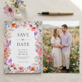 Summer Wildflower Wedding Flat Save The Date Card