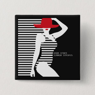 Summer Woman Vierkante Button 5,1 Cm