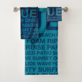 Summer Words Poolside and Palm Tree - Blauwgroen Bad Handdoek (Insitu)