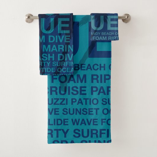 Summer Words Poolside and Palm Tree - Blauwgroen Bad Handdoek (Insitu)