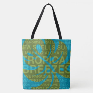 Summer Words Tropical and Monstera Leaf Beach Bag Draagtas