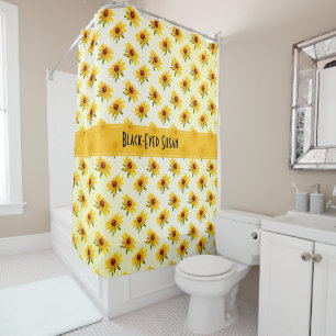 Summer Yellow Black-Eyed Susan Floral Photography Douchegordijn