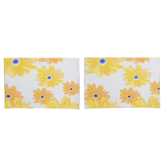 Summer Yellow Floral Kussensloop (Voorkant-Set)