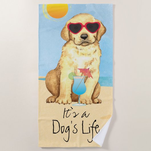Summer Yellow Lab Beach Towel Strandlaken (Voorkant)