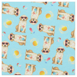 Summer Yellow Lab Fabric Stof