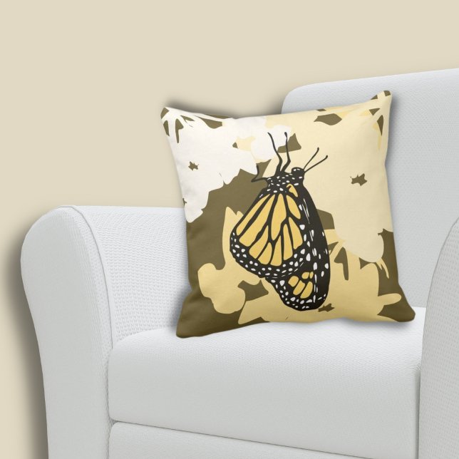 Summer Yellow Monarch Butterfly Kussen (Monarch butterfly Insect Animal Yellow Throw Pillow)