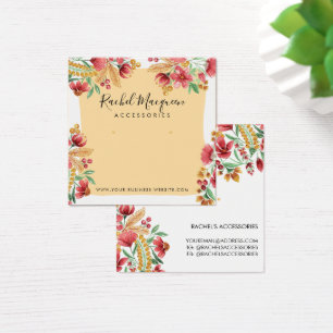 Summer Yellow Pink Red Floral Earring Display Vierkante Visitekaartjes
