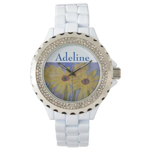Summer Yellow Sunflower Gepersonaliseerd Horloge (Voorkant)
