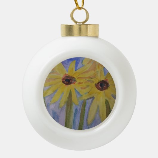Summer Yellow Sunflower Keramische Bal Ornament (Voorkant)