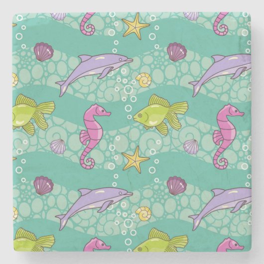 Summer Zee Pattern Stenen Onderzetter (Voorkant)