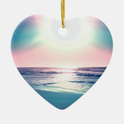 Summer Zee Sunset Tropical Beach Foto Keramisch Ornament (Voorkant)