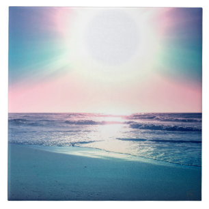 Summer Zee Sunset Tropical Beach Foto Tegeltje