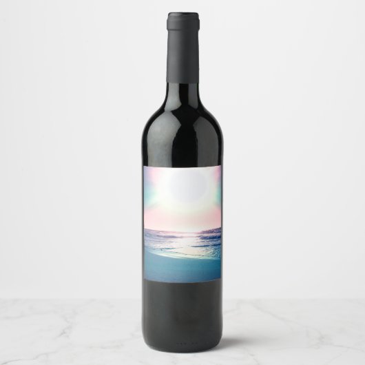 Summer Zee Sunset Tropical Beach Foto Wijn Etiket (Voorkant)
