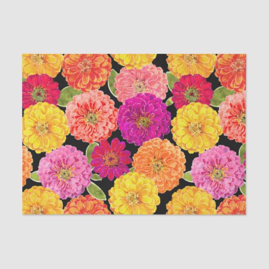 Summer Zinnias Floral Tissuepapier (Voorkant)
