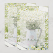 Summerfield Daisies Chamomile Flower SAVE the Date (Voorkant / Achterkant)