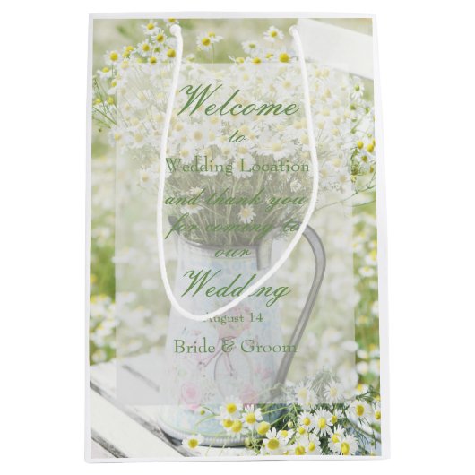 Summerfield Daisies Daisy Chamomile Flower Wedding Medium Cadeauzakje (Voorkant)