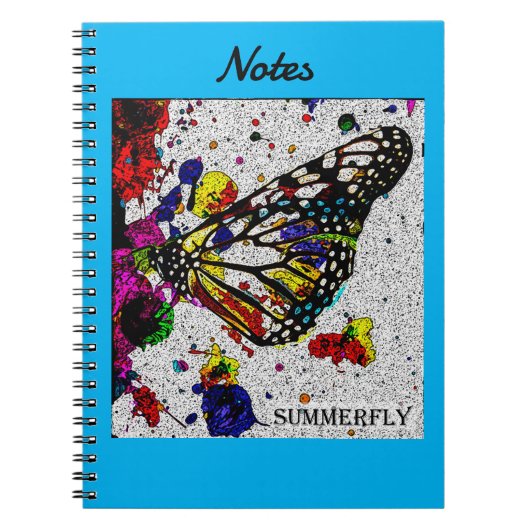 Summerfly Note Book Blauwe achtergrond Notitieboek (Voorkant)