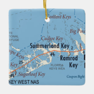 Summerland Key Florida Map Keramisch Ornament