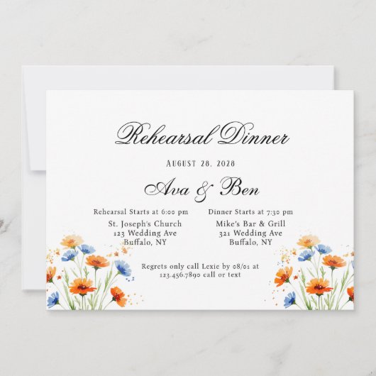 Summer's Embrace Wildflower Wedding Kaart (Voorkant)