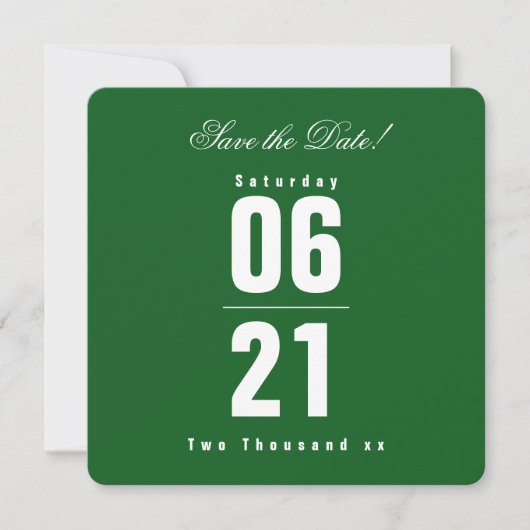 Summers Green Effen Kleur Bruiloft|Save the Date (Voorkant)