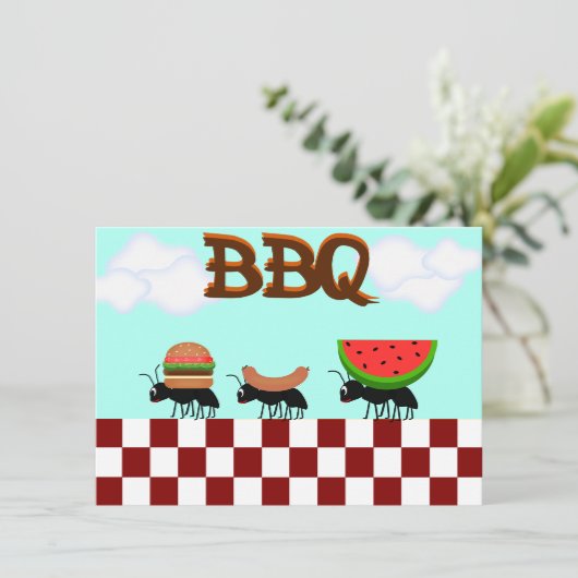 Summertime BBQ Picnic en Uitnodiging (Staand voorkant)