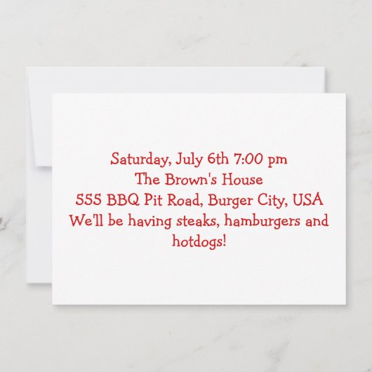 Summertime BBQ Picnic en Uitnodiging (Achterkant)