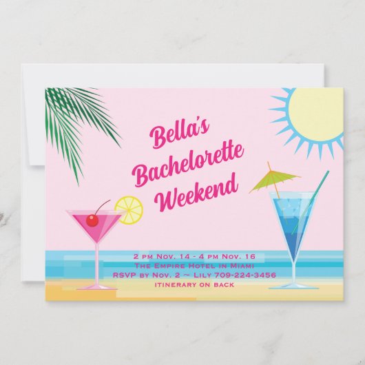 Summertime Beach Weekend Bachelorette uitnodiging (Voorkant)