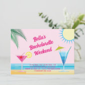Summertime Beach Weekend Bachelorette uitnodiging (Staand voorkant)